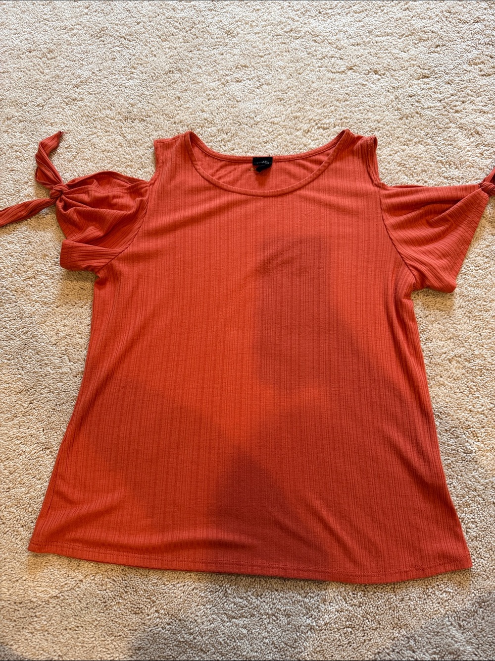 W5 Women's Cold-Shoulder Tie-Sleeve Top in Coral/Orange